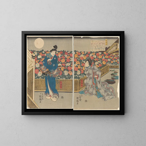 Scène nocturne dans la maison verte ou Yoshiwara - Utagawa Kunisada Toyokuni III — quadro incorniciato alla parete
