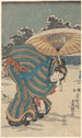 Scène de neige, femme se penchant pour ajuster sa chaussure - Utagawa Kunisada Toyokuni III — vista dell’opera