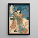 Attore Ichimura Kakitsu in un ruolo femminile che rappresenta il secondo mese - Utagawa Kunisada Toyokuni III — quadro incorniciato alla parete