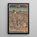 Femme et enfant en kimono violet surplombant des bateaux et un pont - Utagawa Kunisada Toyokuni III — quadro incorniciato alla parete