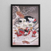 Dame Tokiwa fuyant avec des enfants - Utagawa Kunitsugu — quadro incorniciato alla parete