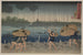 Persone che Camminano sotto gli Ombrelli lungo la Riva durante una Tempesta - Utagawa Kuniyoshi — vista dell’opera