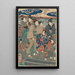Sept figure femminili due ombrelli fiume sullo sfondo - Utagawa Kuniyoshi — quadro incorniciato alla parete