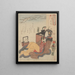 Donna seduta con una teiera nera sullo sfondo - Utagawa Kuniyoshi — quadro incorniciato alla parete