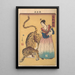 Femme hollandaise avec léopard de la série Immagini di uccelli e di animali Chj zue - Utagawa Yoshimori — quadro incorniciato alla parete