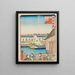 Paesaggio sulla costa a Osaka - Utagawa Yoshitaki — quadro incorniciato alla parete