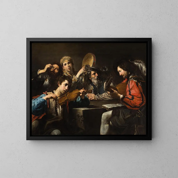 Una festa musicale - Valentin de Boulogne — quadro incorniciato alla parete
