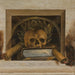 Vanità Natura morta con teschio, corona di alloro, libro e due candele accese - Jacob van Campen — ambientato in un interno