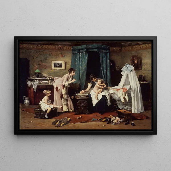 Toilette des enfants - Václav Brožík — quadro incorniciato alla parete
