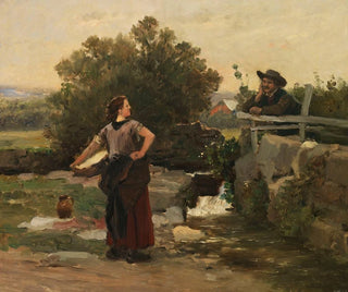 Vclav Brok - Washerwoman and boy talking on the creek bank.webp