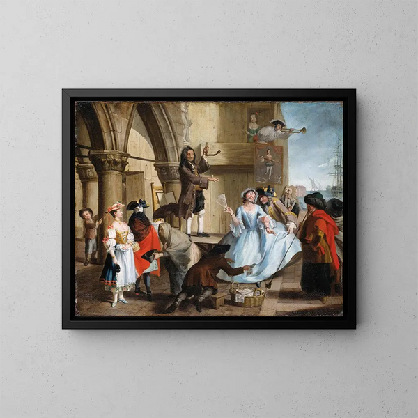 Giocolieri veneziani davanti al Palazzo Ducale - Maestro Veneziano del XVIII secolo — quadro incorniciato alla parete
