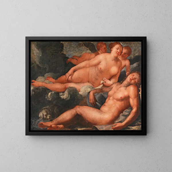 Diane e Endimione - Scuola veneziana — quadro incorniciato alla parete