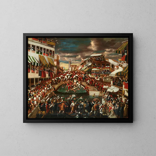 Venetian School - The Battaglia dei Pugni on the Bridge of San Barnaba Venice.webp