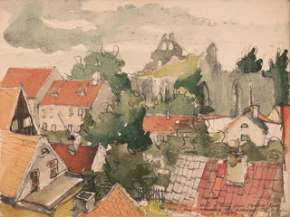 Victor Alfred Lundy - View of Visby from Norder Klint showing the ruins of St Nicholas.webp