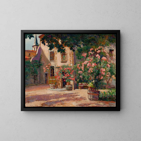 Interno cortile francese - Victor Charreton — quadro incorniciato alla parete