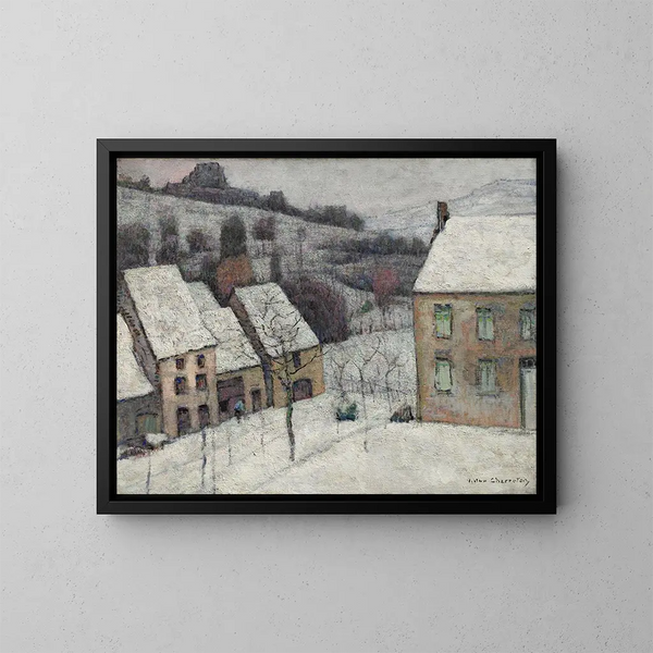 Murol sotto la neve - Victor Charreton — quadro incorniciato alla parete