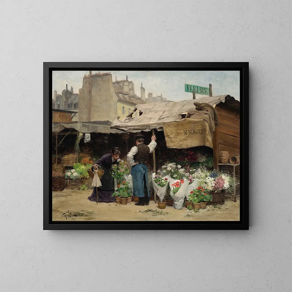 Al mercato dei fiori - Victor Gabriel Gilbert — quadro incorniciato alla parete