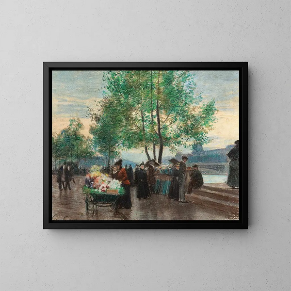 Mercanti sul fiume Senna, Parigi - Victor Gabriel Gilbert — quadro incorniciato alla parete