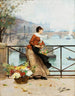Le marchand de fleurs sur le Pont des Arts à Parigi - Victor Gabriel Gilbert — vista dell’opera