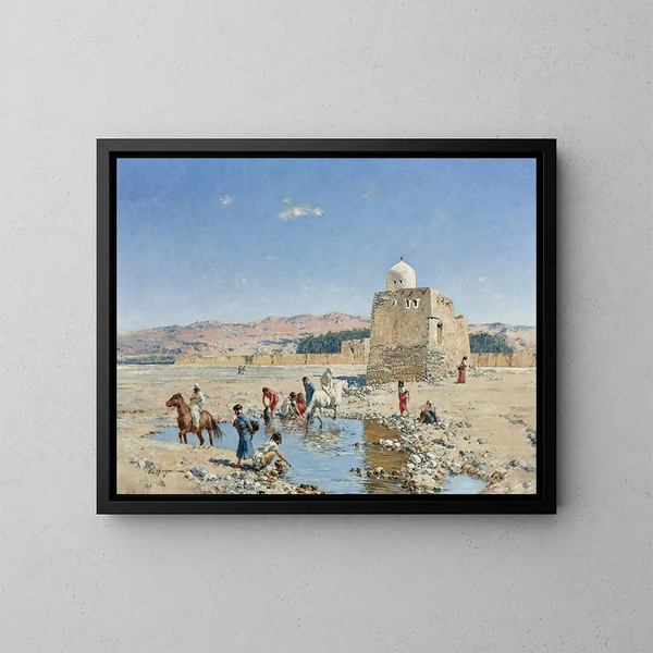 Un'oasi - Victor Huguet — quadro incorniciato alla parete