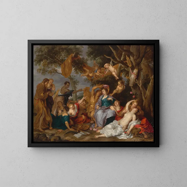 Amaryllis e Mirtillo - Victor Wolfvoet il Giovane — quadro incorniciato alla parete