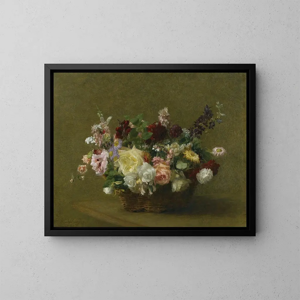 Cesto di fiori vari - Victoria Fantin-Latour — quadro incorniciato alla parete