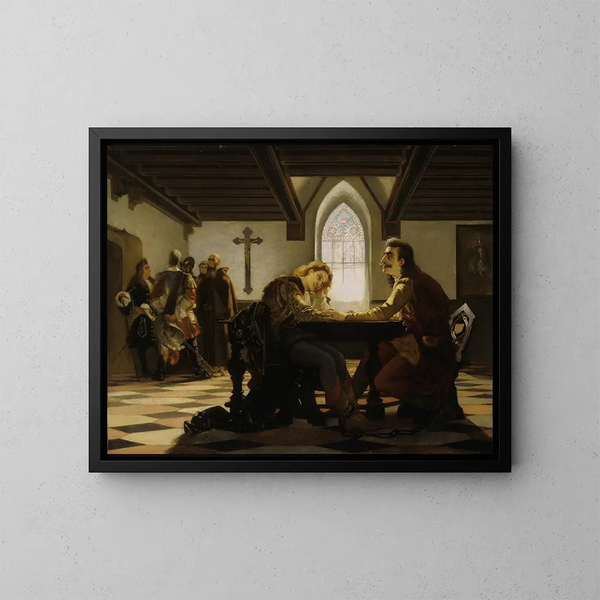 Péter Zrínyi e Kristóf Frangepán in prigione a Wiener Neustadt - Viktor Madarász — quadro incorniciato alla parete