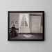 Una stanza nella casa dell'artista a Strandgade, Copenaghen, con la moglie dell'artista - Vilhelm Hammershøi — quadro incorniciato alla parete