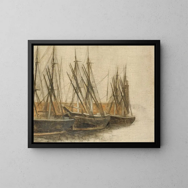del canale di Christianshavn a Copenaghen - Vilhelm Hammershøi — quadro incorniciato alla parete