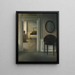 interno con uno specchio - Vilhelm Hammershøi — quadro incorniciato alla parete