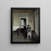 interno con Ida su una sedia bianca - Vilhelm Hammershøi — quadro incorniciato alla parete
