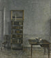Interno con un tavolo, libreria e una sedia Windsor: 25 Strandgade - Vilhelm Hammershøi — vista dell’opera