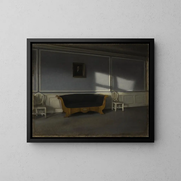 Luce del sole nel soggiorno III - Vilhelm Hammershøi — quadro incorniciato alla parete