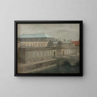 Vista del palazzo di Christiansborg a fine autunno - Vilhelm Hammershøi — quadro incorniciato alla parete