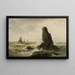 Paesaggio marino con vele - Vilhelm Melbye — quadro incorniciato alla parete