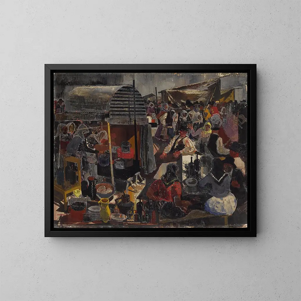 Al mercato - Vilmos Aba-Novák — quadro incorniciato alla parete