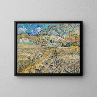 Paesaggio a Saint-Rémy Campo chiuso con contadino - Vincent van Gogh — quadro incorniciato alla parete