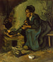 contadino che cucina accanto al camino - Vincent van Gogh — vista dell’opera