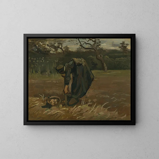 Donna contadina che scava patate - Vincent van Gogh — quadro incorniciato alla parete