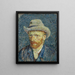 Autoritratto con cappello di feltro grigio - Vincent van Gogh — quadro incorniciato alla parete