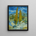 Due pioppi nelle Alpilles vicino a Saint-Rémy - Vincent van Gogh — quadro incorniciato alla parete