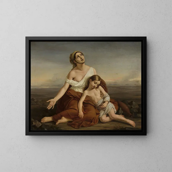 Hagar nel deserto - Vincenzo Camuccini — quadro incorniciato alla parete