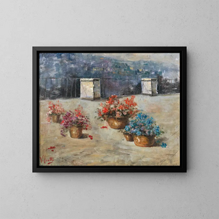 Vincenzo Irolli - Sonnige Dachterrasse mit Blumentpfen.webp