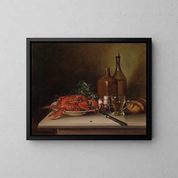 Nature morte con aragoste - Vinzenz Kreuzer — quadro incorniciato alla parete