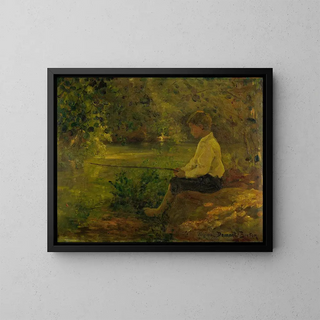 L'enfant à la pêche - Virginie Demont-Breton — quadro incorniciato alla parete