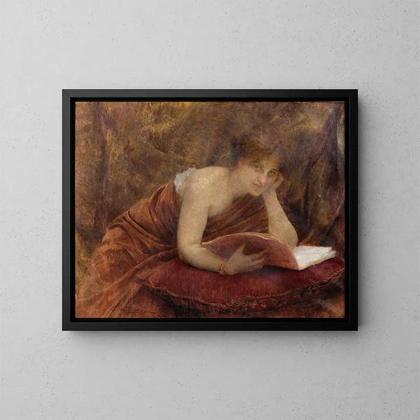 Una distrazione passeggera - Vlaho Bukovac — quadro incorniciato alla parete