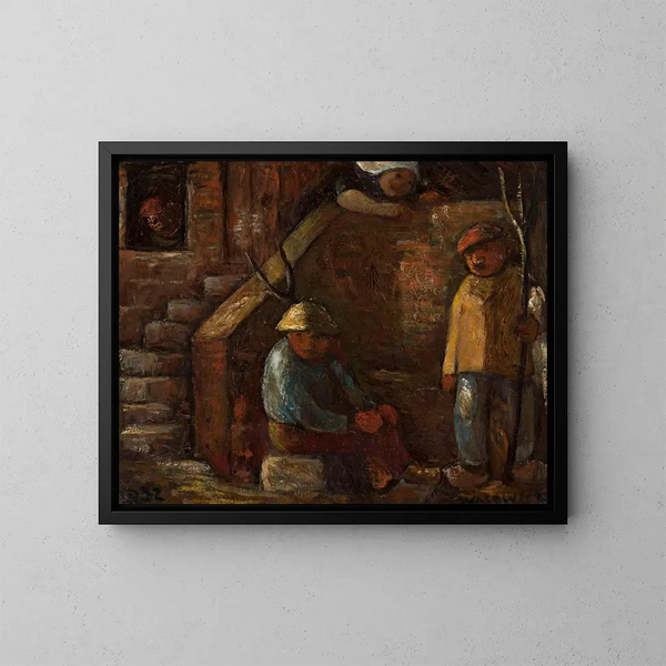 Scène près des escaliers - Wacław Wśowicz — quadro incorniciato alla parete