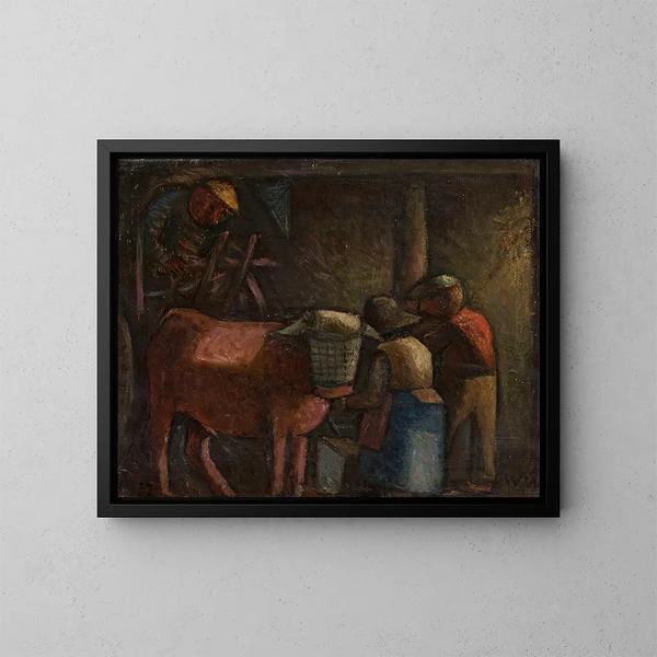 nella stalla - Wacław Wśowicz — quadro incorniciato alla parete