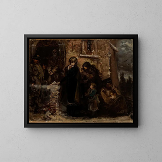 Davanti a una chiesa - Władysław Rossowski — quadro incorniciato alla parete