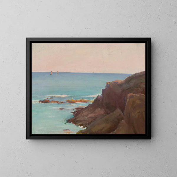 Paesaggio marino con tre piccole barche - Władysław Ślewiński — quadro incorniciato alla parete